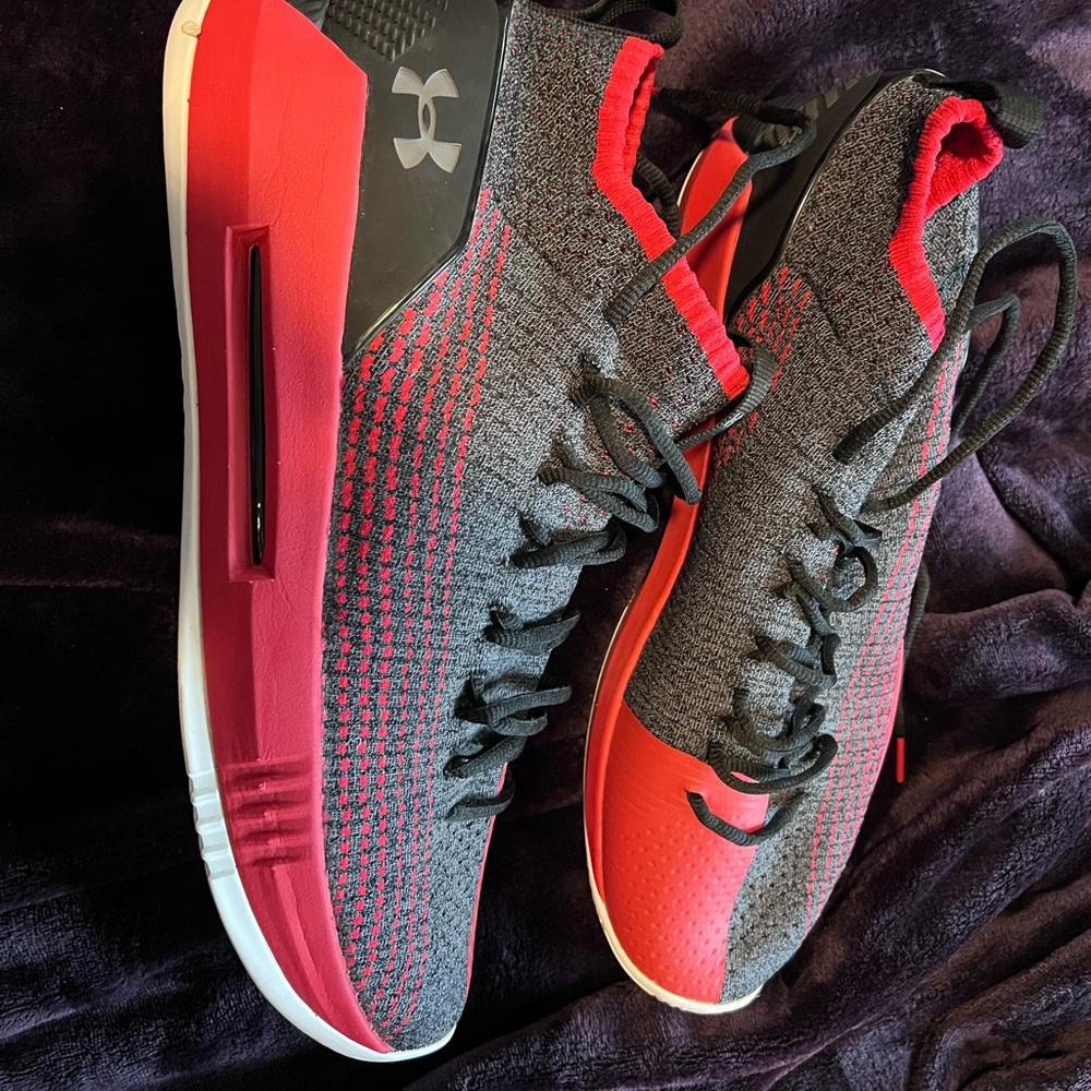 Under Armour Red and Gray Athletic Shoes Performance Mesh